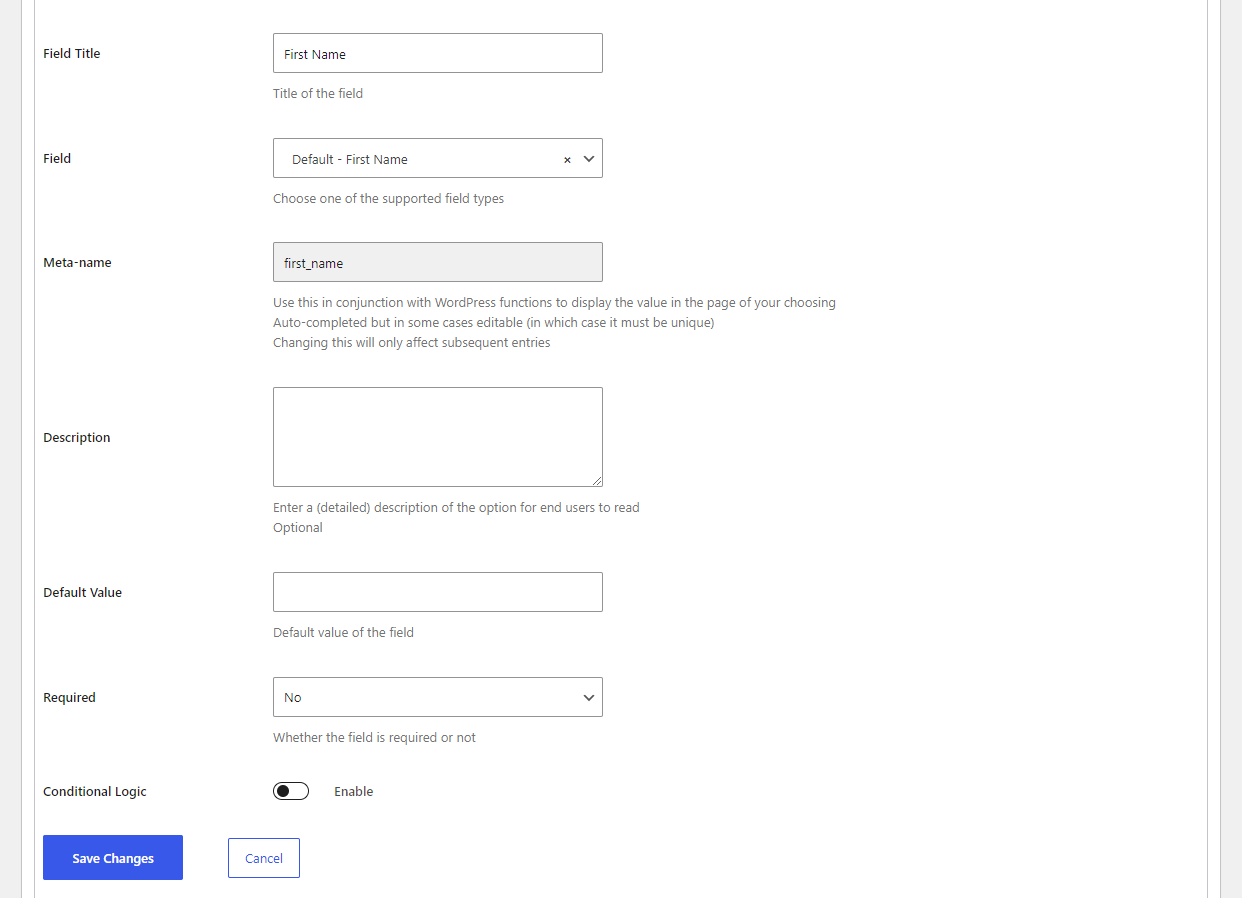 Default - First Name Field