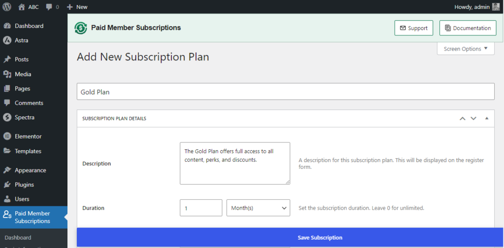 add new subscription