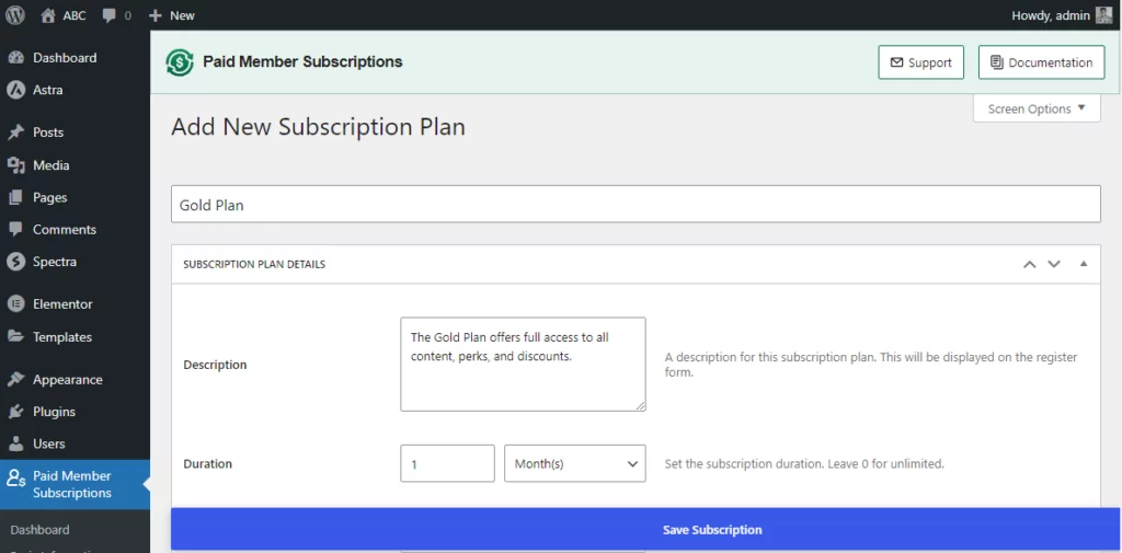 add new subscription