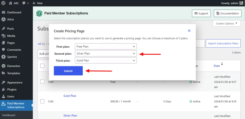 subscription plans order