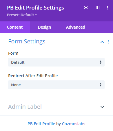Profile Builder DIVI Edit Profile Module 