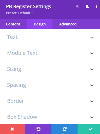 Profile Builder DIVI Register Module Design