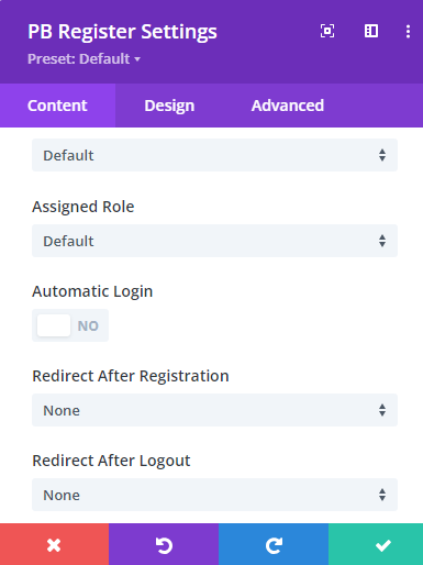 Profile Builder DIVI Register Module