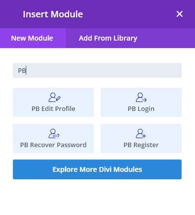 Profile Builder DIVI Modules