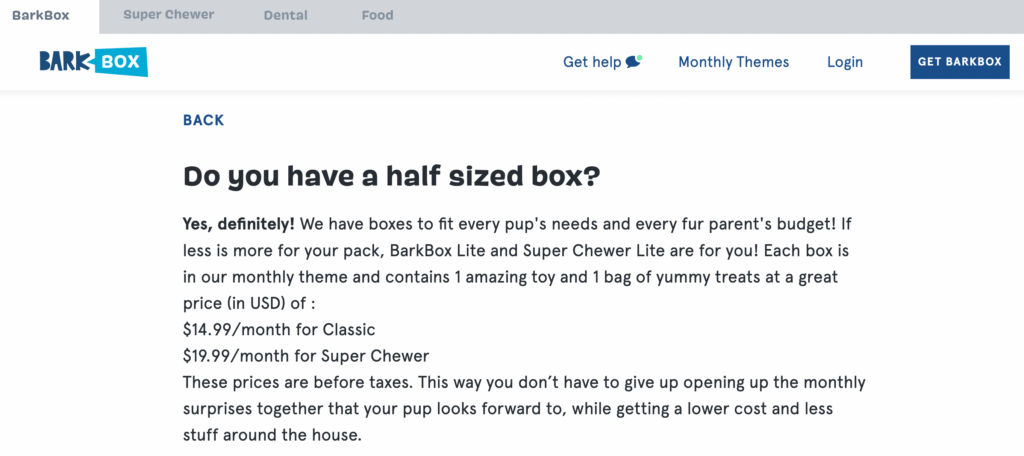 BarkBox also offers multiple membership tiers