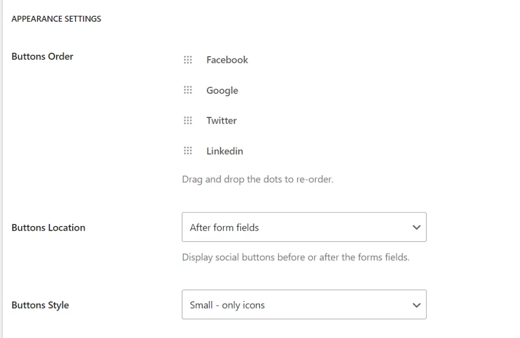 Configuring the style of the social login buttons