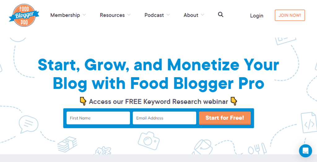 food blogger pro membership page design example