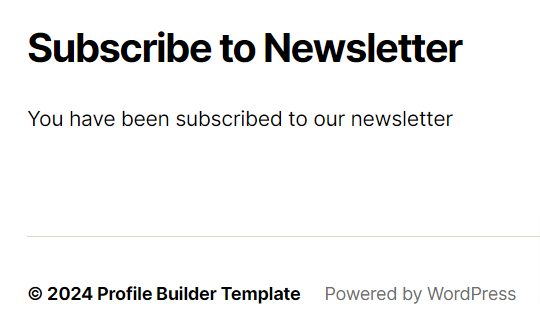 Profile Builder - MailChimp - Widget in Frontend - Success