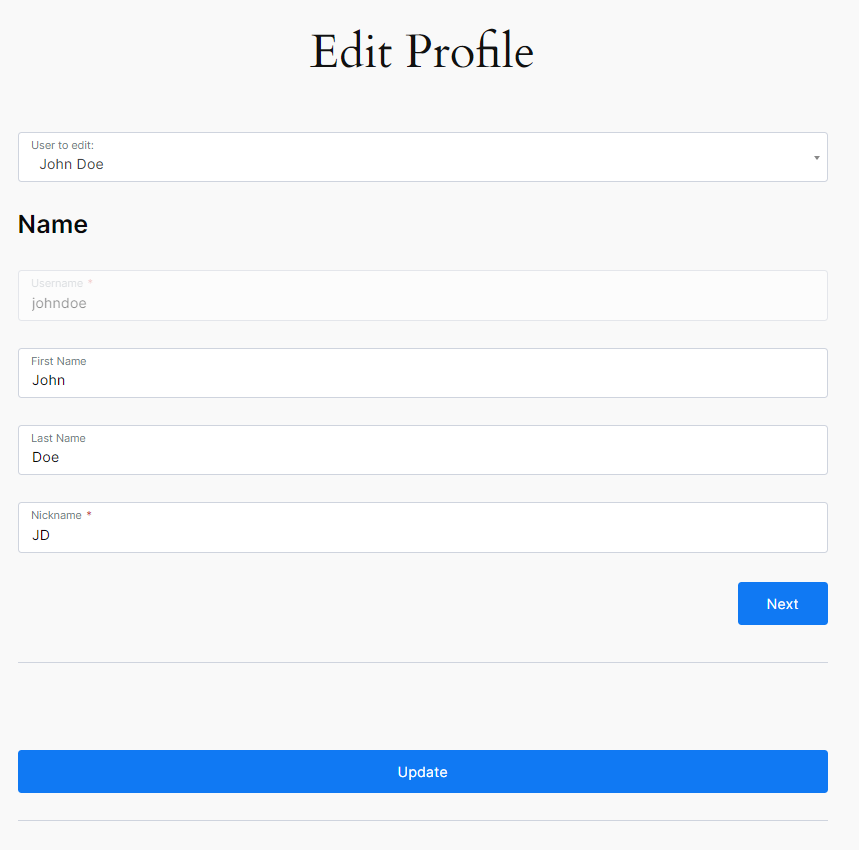 Profile Builder Pro - Multi-Step Forms - Pagination and Tabs - Edit Profile Form - User Side - Step 1