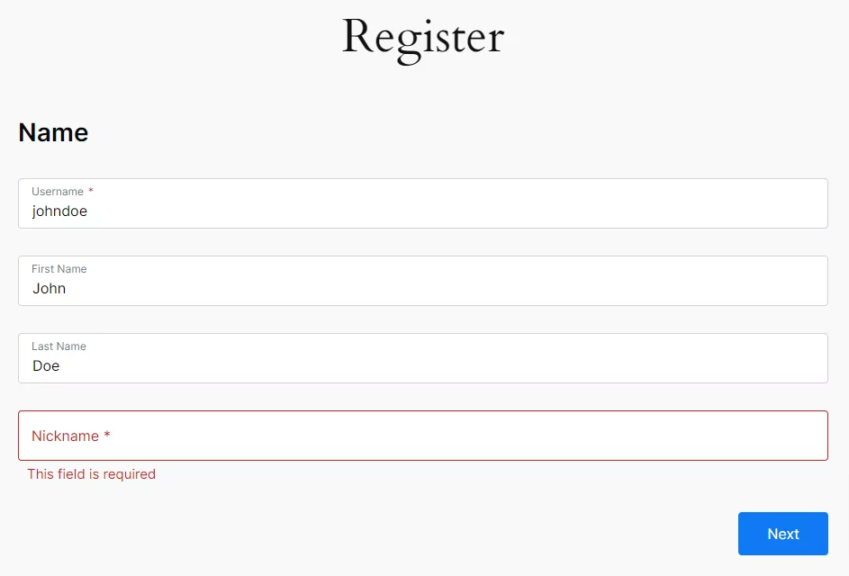 Profile Builder Pro - Multi-Step Forms - Add Form Break Point - Registration Form - User Side - Required Field