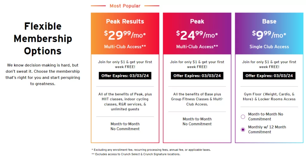 Crunch tiered pricing example