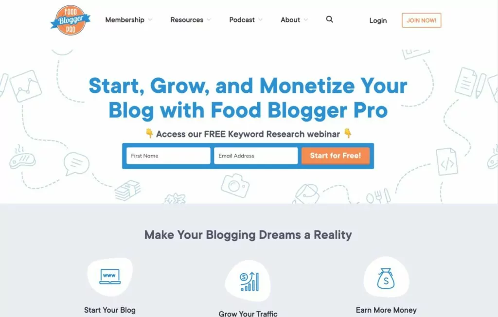 Food Blogger Pro subscription membership website