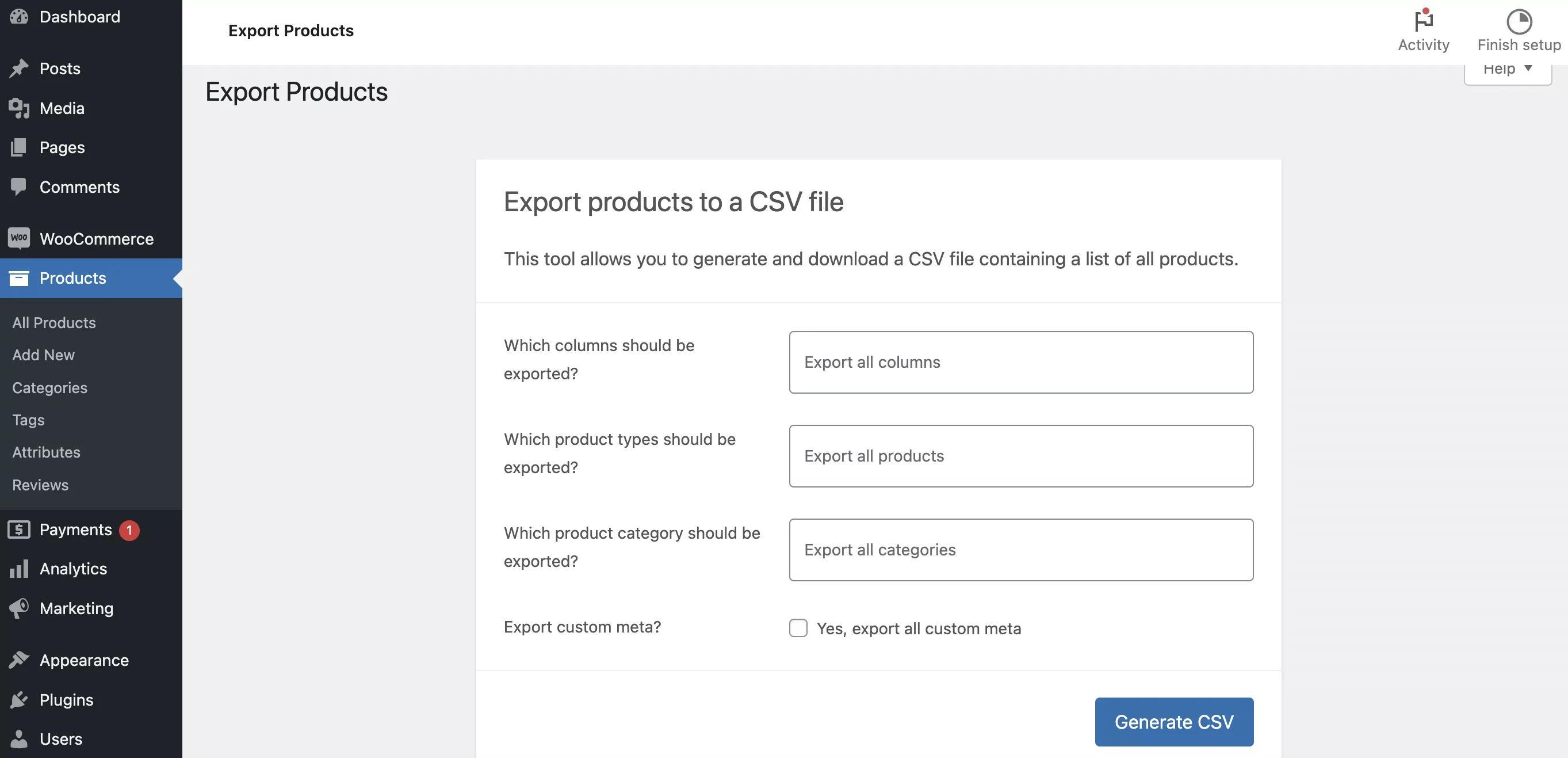 How to export WooCommerce products to CSV