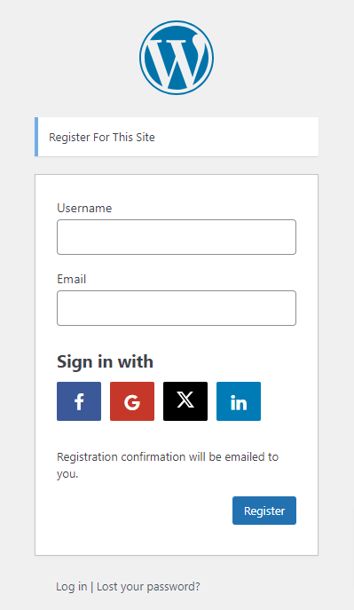 Profile Builder Pro - Social Connect - General Settings - Default Register Form