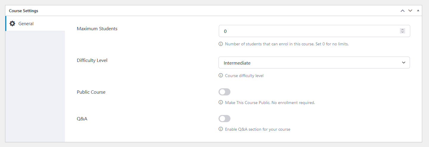 TutorLMS Course settings