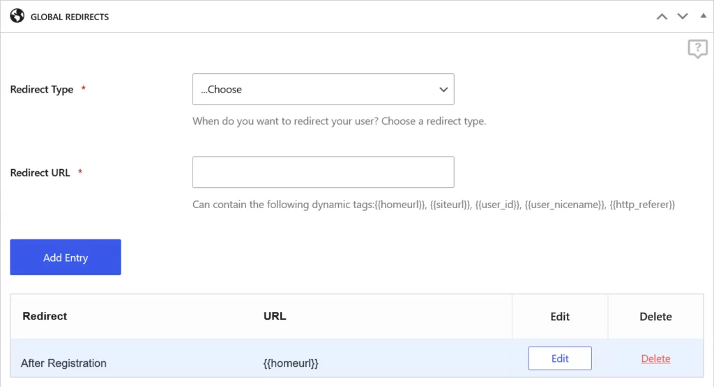 Homepage redirect
