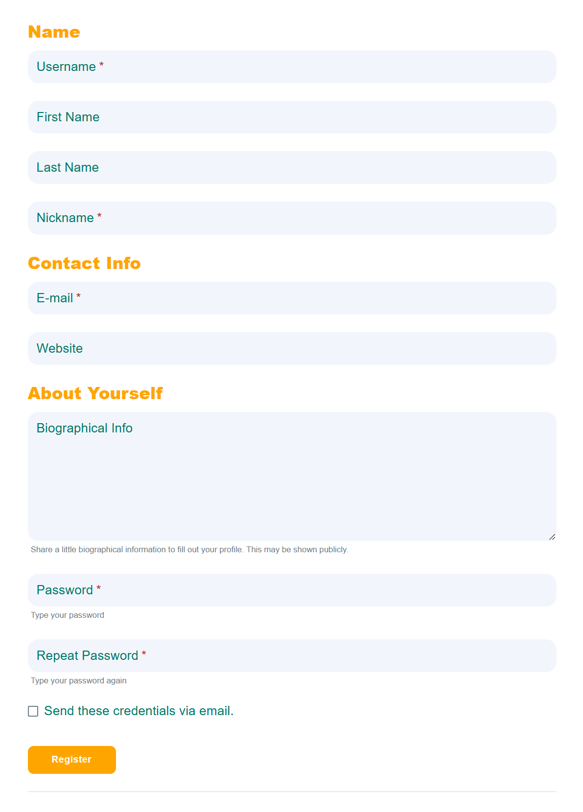Profile Builder Advances Settings Color Switcher Example Settings Front End Register Form