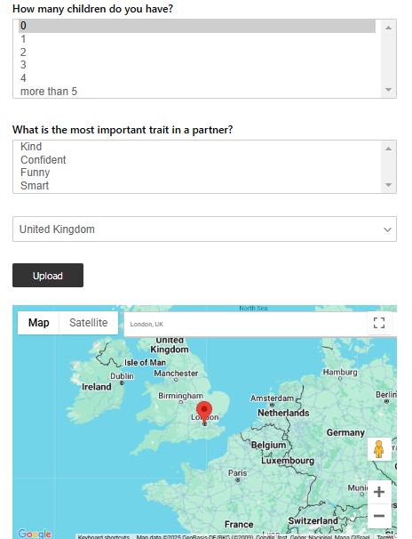 Example of Google Map on registration form