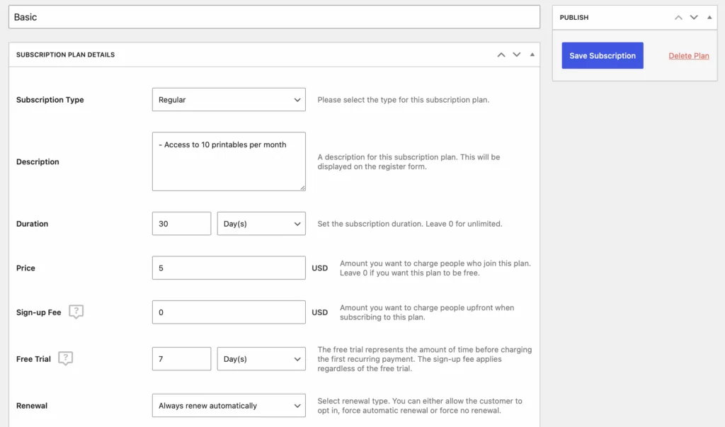 How to sell printable subscriptions