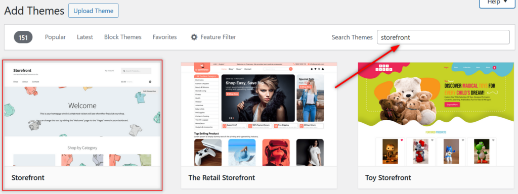 Installing Storefront theme