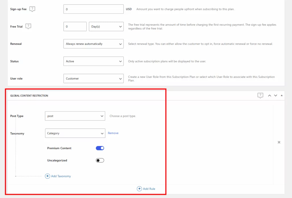 Restrict all content in a certain category