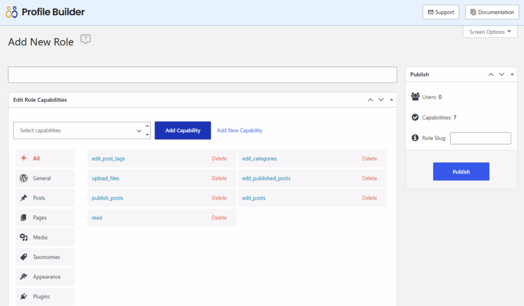 Adding custom capabilities to the new user role