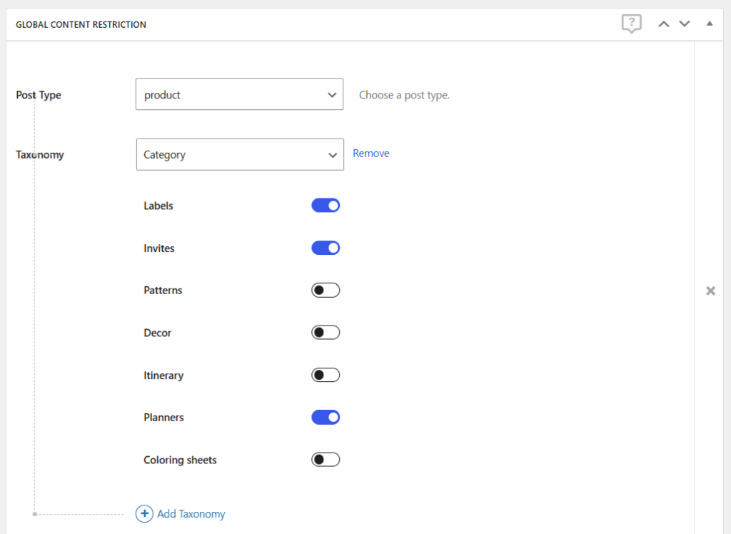 Product category restriction for subscription plan