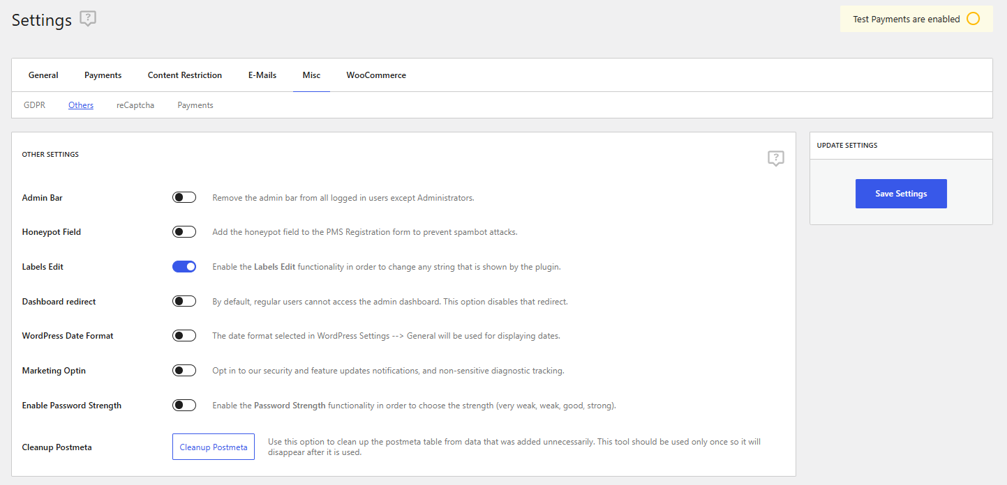 labels edit in paid member subscriptions