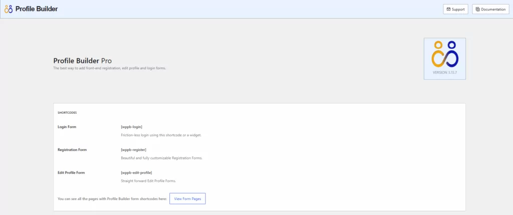 basic informations settings in profile builder