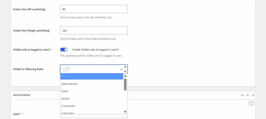 profile builder settings visible only to logged in users