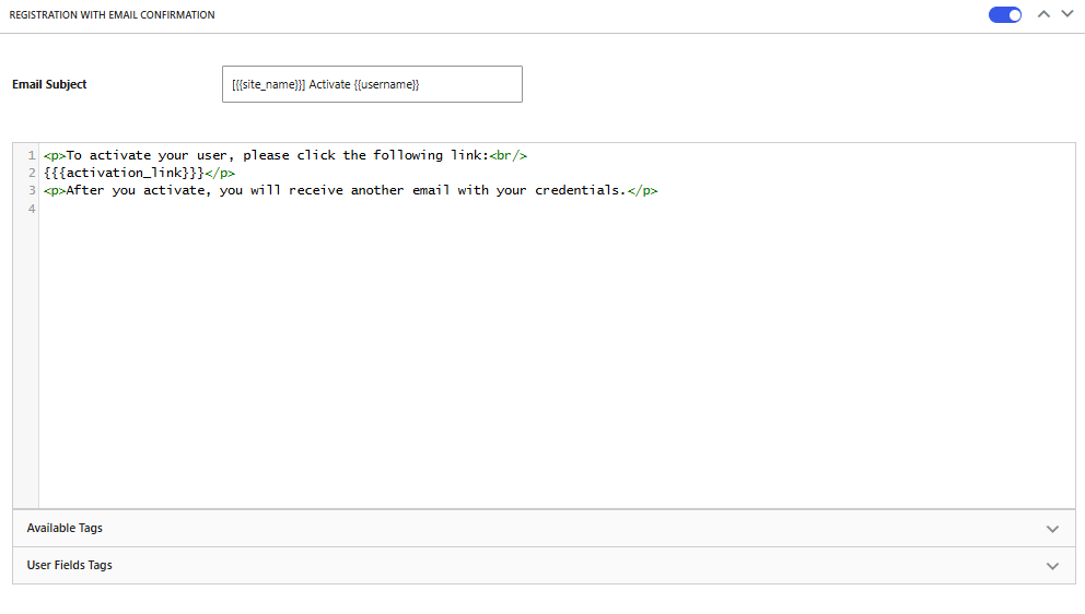 registration with email confirmation