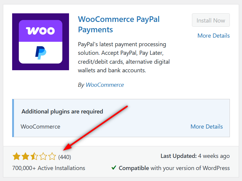 WooCommerce PayPal Payments plugin user ratings