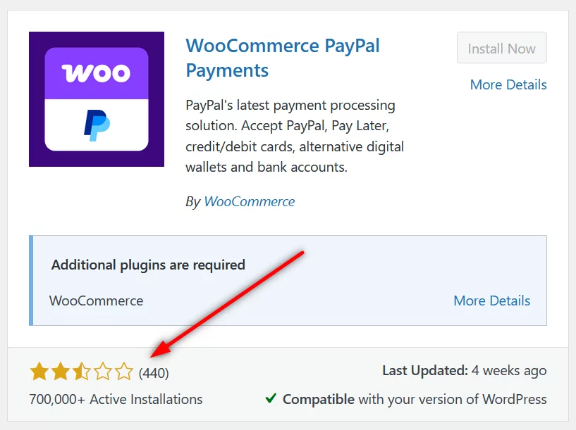 WooCommerce PayPal Payments plugin user ratings