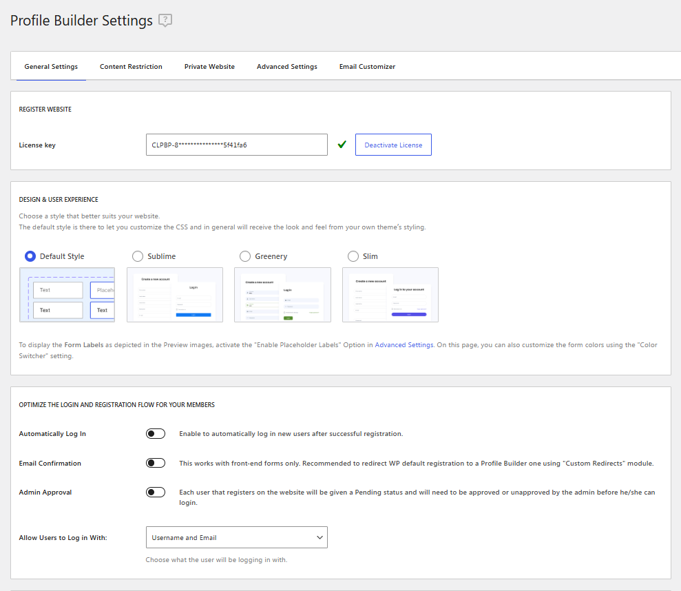 Profile Builder settings