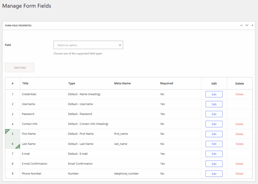2 column form in wordpress using profile builder pro