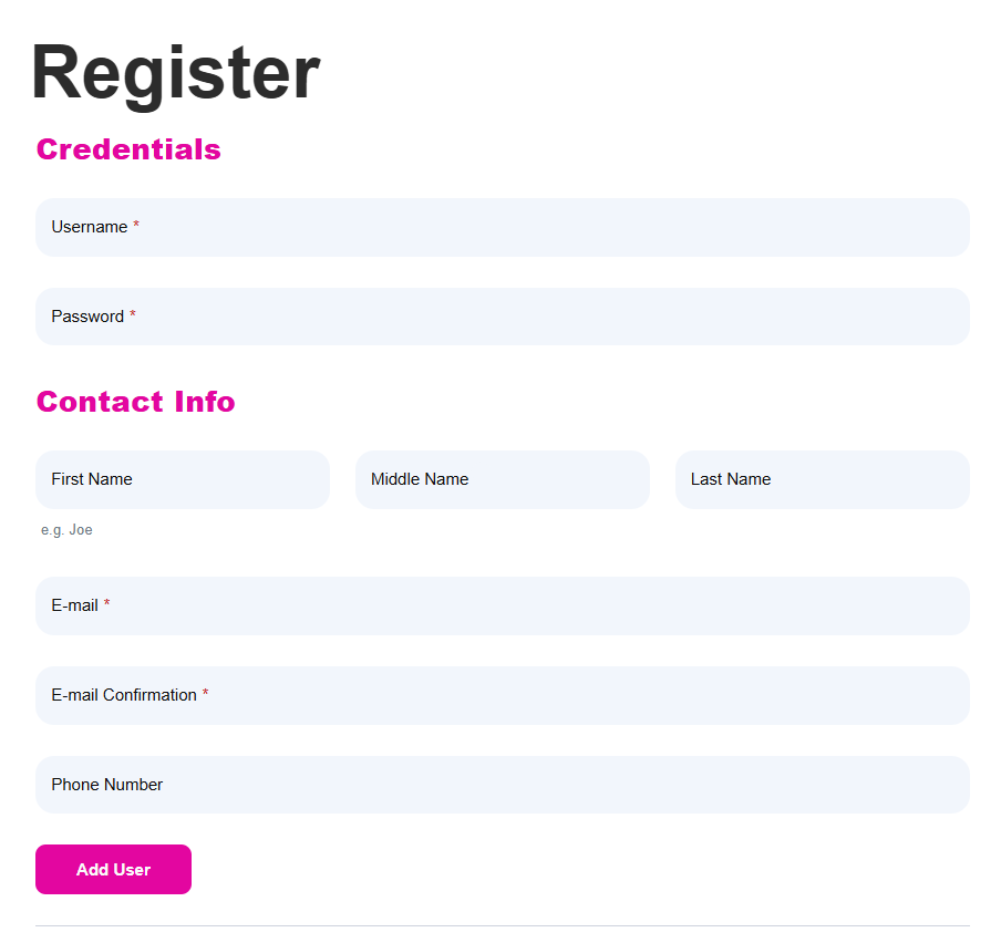 3 column form on website front-end