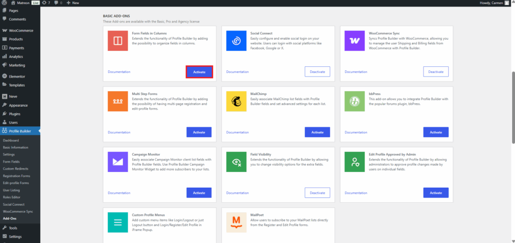 add-on for creating 2 column form in wordpress