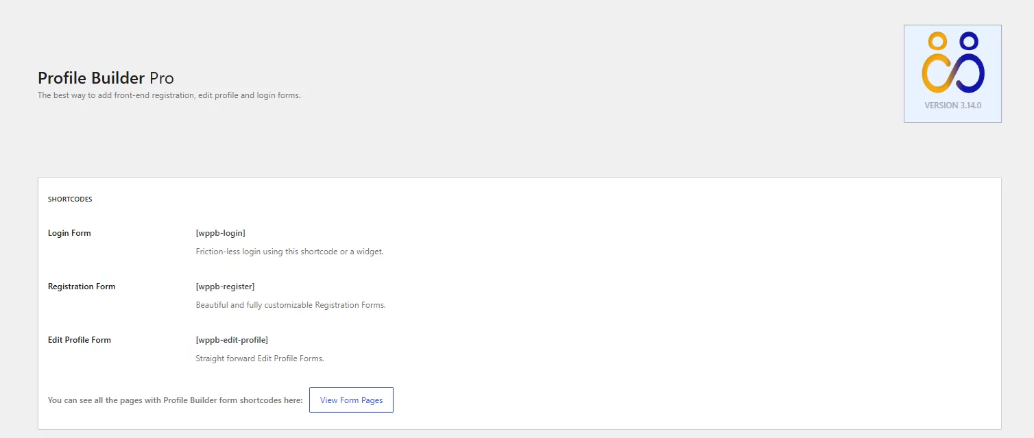 view form pages in profile builder pro