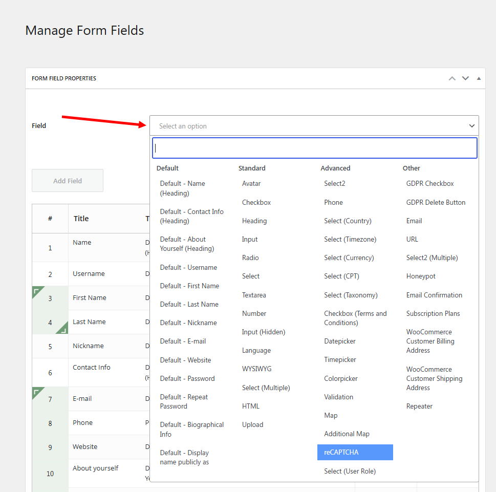 Adding Custom User Form Fields