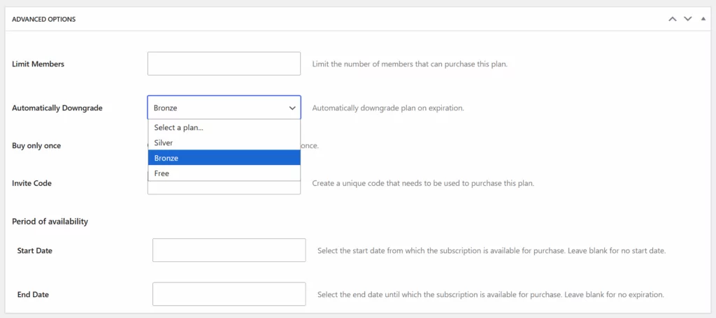 automatically downgrade subscription for complex membership