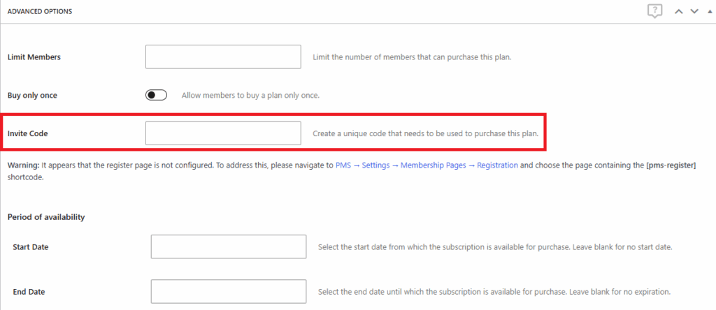 invite code for membership plan invitation