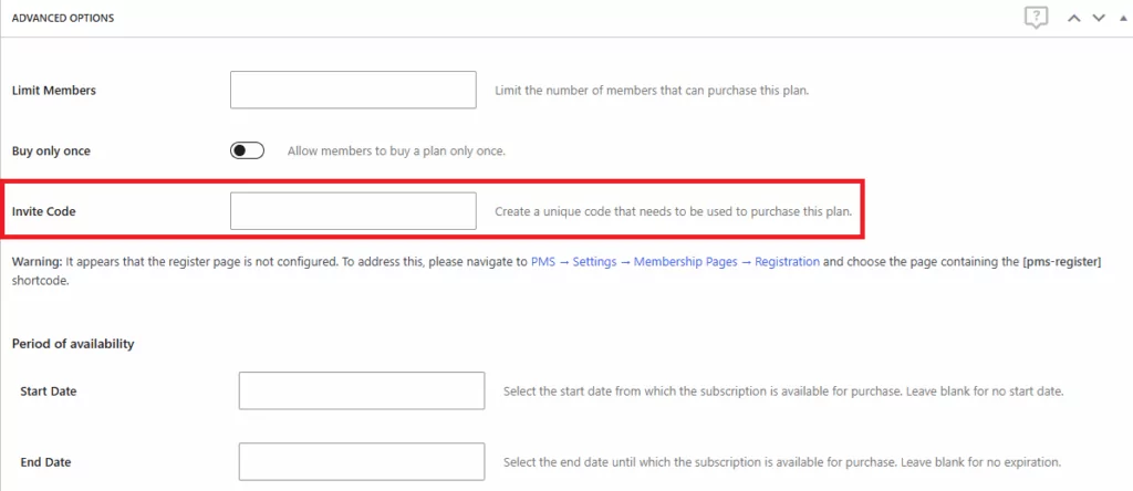 invite code for membership plan invitation