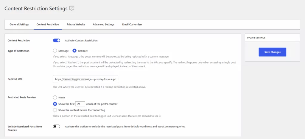 Content restriction settings for a private community site in WordPress