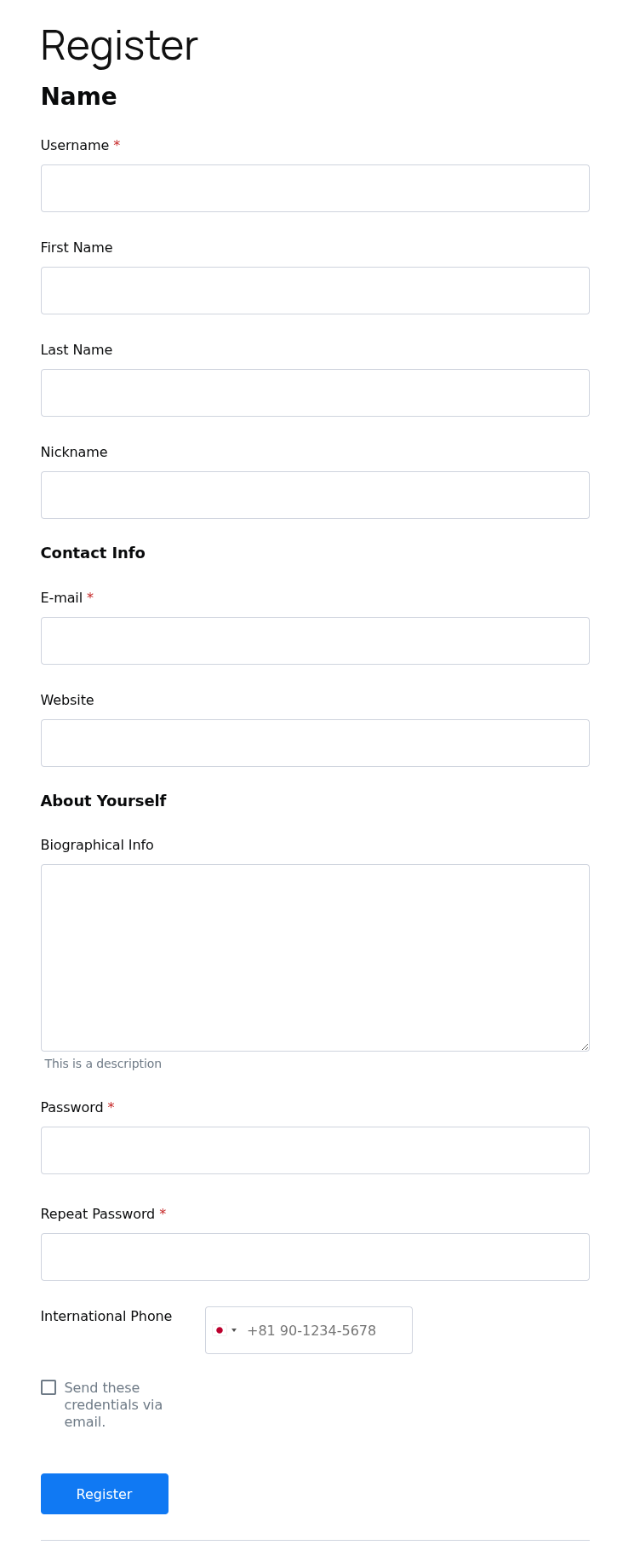 PB International phone field front end