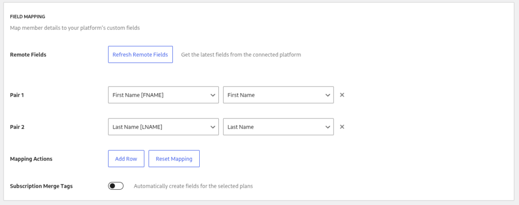 field mapping in email marketing automation