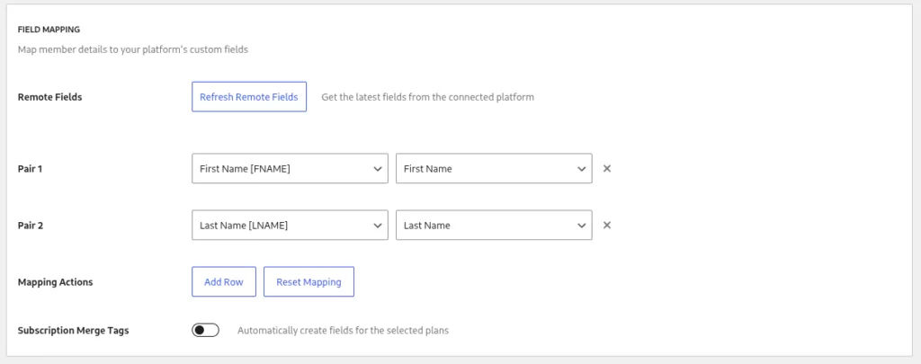 field mapping in email marketing automation