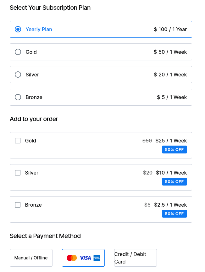 order bumps front end with discount