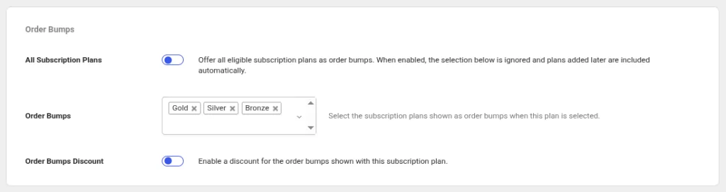 order bumps subscription plan settings meta box