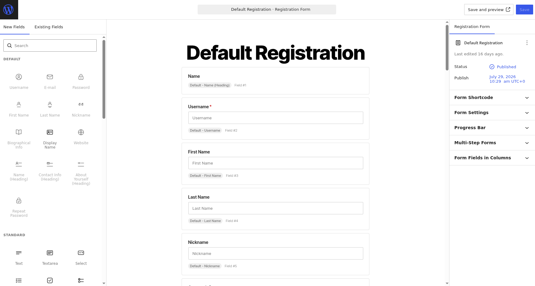 pb form builder registration form